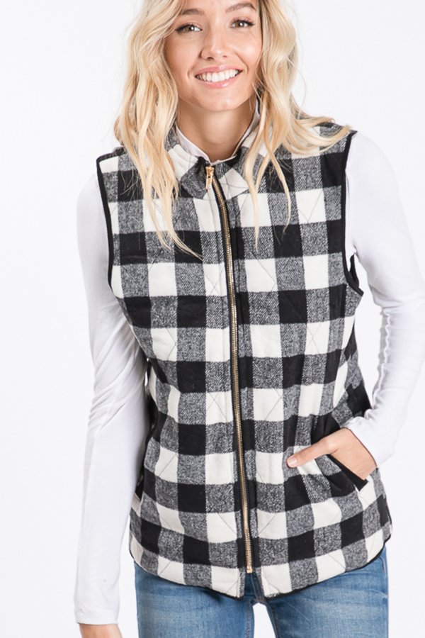 The Kassidy - Women's Black & White Fleece Vest