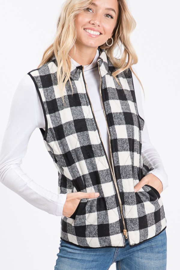 The Kassidy - Women's Black & White Fleece Vest