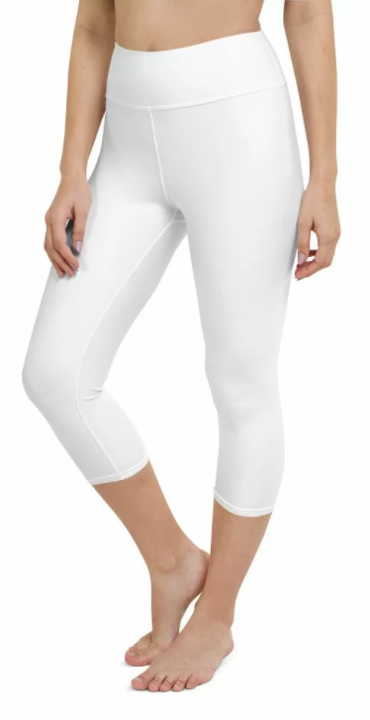 Solid White Premium Capris with Yoga Band - Women's One Size
