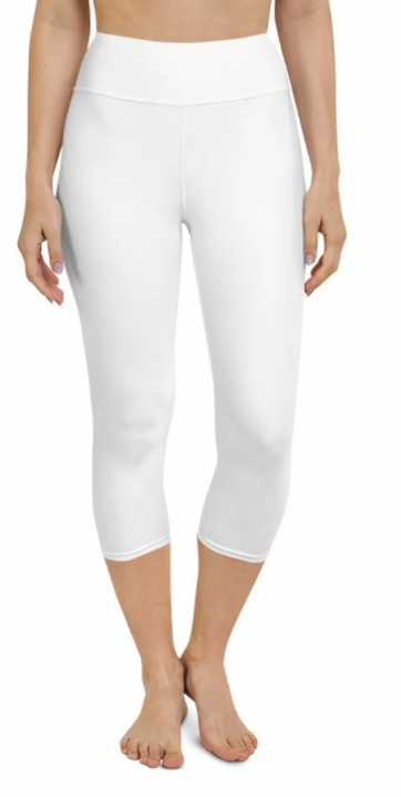Solid White Premium Capris with Yoga Band - Women's One Size