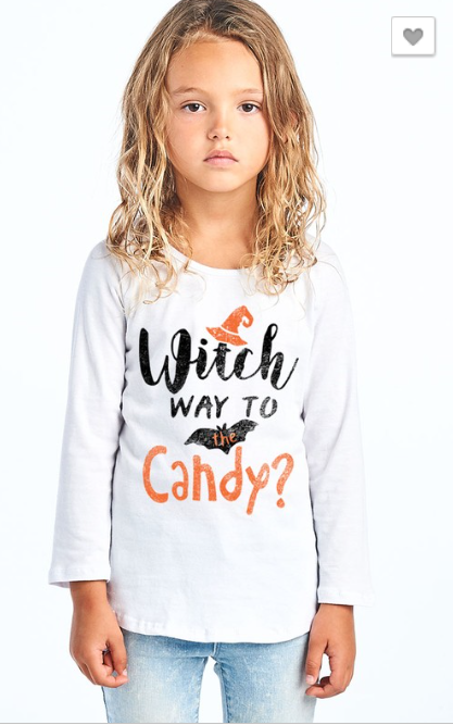 Witch Way to the Candy - Girls Long Sleeve Top in White